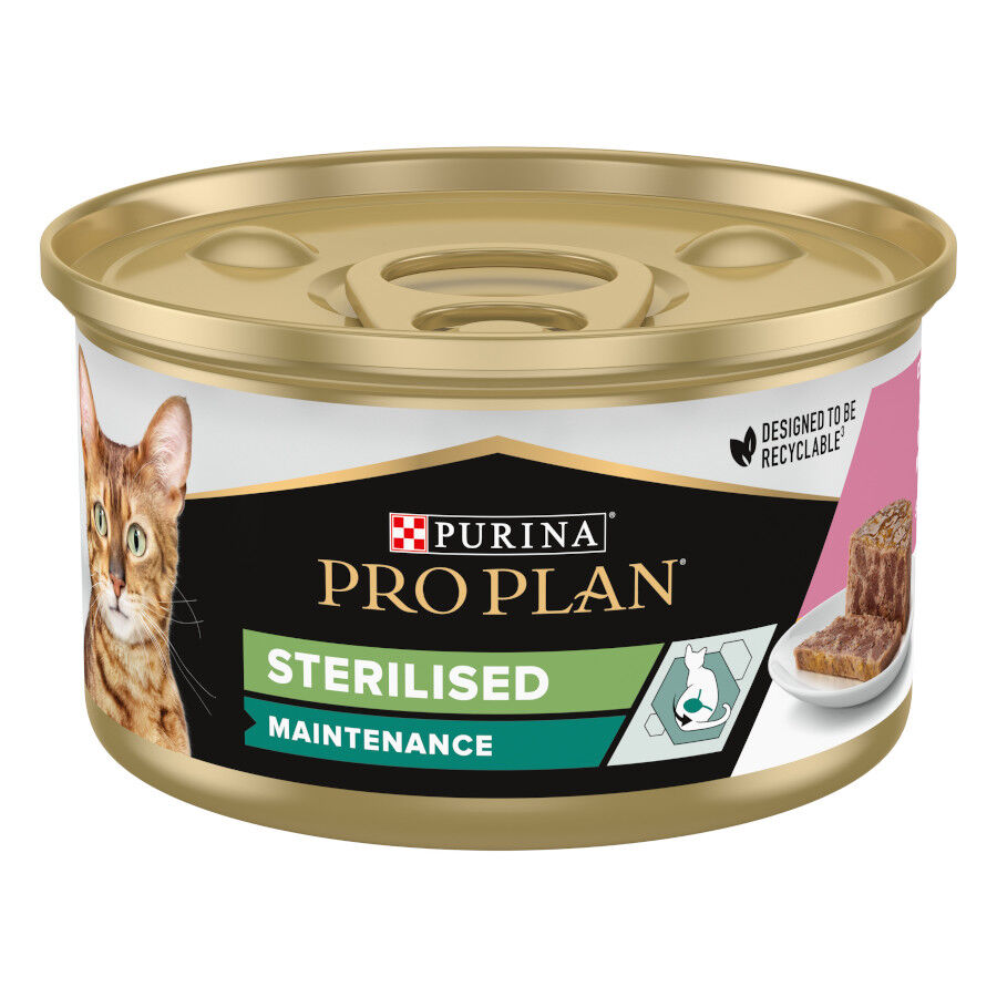 85 g Pro Plan Sterilised Maintenance Terrina con at&uacute;n y salm&oacute;n para gatos, , large Imagen numero 1
